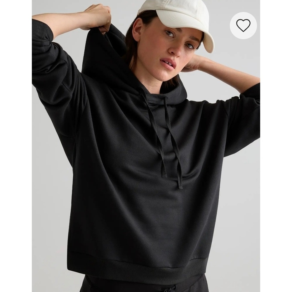 Quince Nursing Hoodie Black Fleece Lined Sweatshirt Hidden Zippers Small